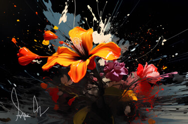 Digital Arts titled "Sinfonía Floral" by Ana Cm, Original Artwork, Digital Painting