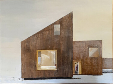Pintura intitulada "Scandinavian cabin…" por Ana Del Castillo Ibarrola, Obras de arte originais, Pigmentos Montado em Armaçã…
