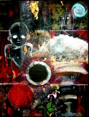 Peinture intitulée "La Bombe H" par Ana D'Lyne, Œuvre d'art originale