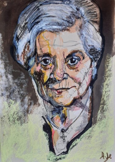 Painting titled "Eunice Muñoz" by Ana Maria Fernandes (A.fe), Original Artwork, Tempera