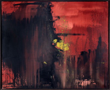 Pintura titulada "Negro y Rojo" por Ana Guerrero, Obra de arte original, Oleo Montado en Panel de madera