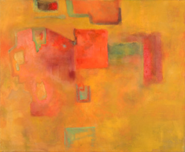 Painting titled "Naranja y Amarillo" by Ana Guerrero, Original Artwork, Oil Mounted on Wood Panel