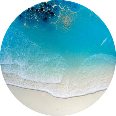 Schilderij getiteld "Round ocean" door Ana Hefco, Origineel Kunstwerk, Acryl Gemonteerd op Houten paneel