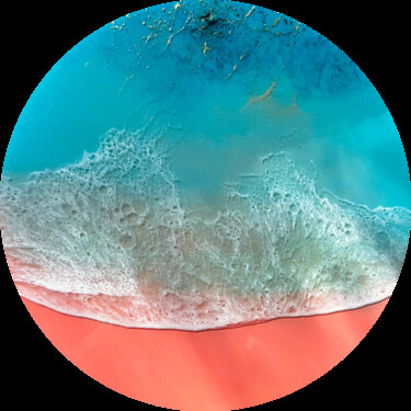 Painting titled "Round ocean #53" by Ana Hefco, Original Artwork, Acrylic Mounted on Wood Panel