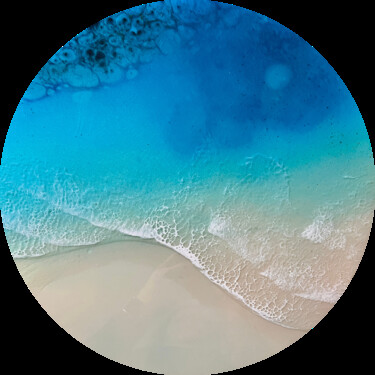 Painting titled "Round ocean #68" by Ana Hefco, Original Artwork, Acrylic Mounted on Wood Panel