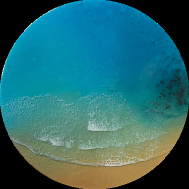 Schilderij getiteld "Round ocean #69" door Ana Hefco, Origineel Kunstwerk, Acryl Gemonteerd op Houten paneel