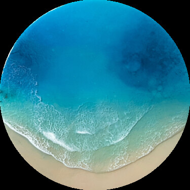 绘画 标题为“Round ocean #70” 由Ana Hefco, 原创艺术品, 丙烯 安装在木板上