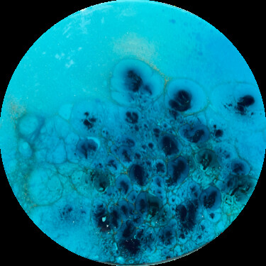Painting titled "Round ocean #76" by Ana Hefco, Original Artwork, Acrylic Mounted on Wood Panel