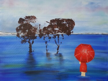 Malarstwo zatytułowany „Red Umbrella” autorstwa Ana Isabel Neto, Oryginalna praca, Akryl