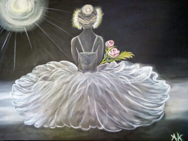 Painting titled "Ballerina" by Ana Kandsmar, Original Artwork, Acrylic Mounted on Wood Panel