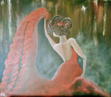 Painting titled "Flamengo" by Ana Kandsmar, Original Artwork, Acrylic Mounted on Wood Panel