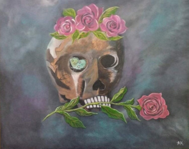 Painting titled "The Skull" by Ana Kandsmar, Original Artwork, Acrylic