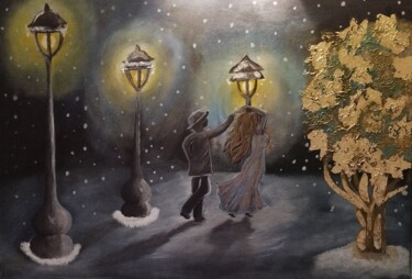 Картина под названием "Dancing in the snow" - Ana Kandsmar, Подлинное произведение искусства, Акрил