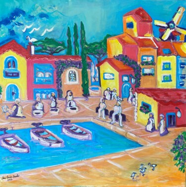 Картина под названием "Le vieux port" - Ana Livia Bacila, Подлинное произведение искусства, Акрил Установлен на Деревянная р…