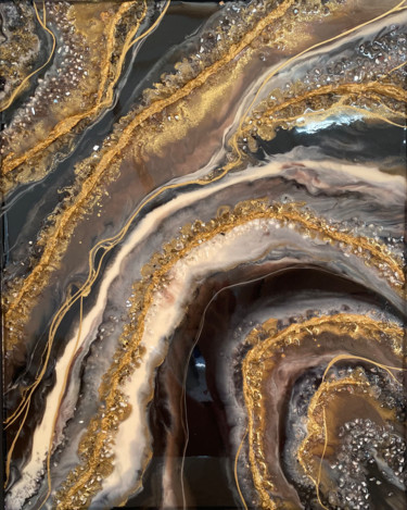 Painting titled "Melted lines" by Ana Maksimova, Original Artwork, Resin
