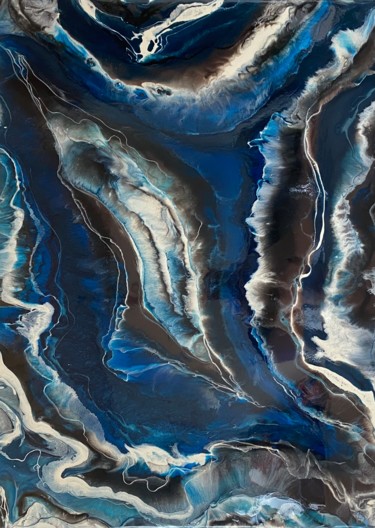 Painting titled "Depths of blue agate" by Ana Maksimova, Original Artwork, Resin