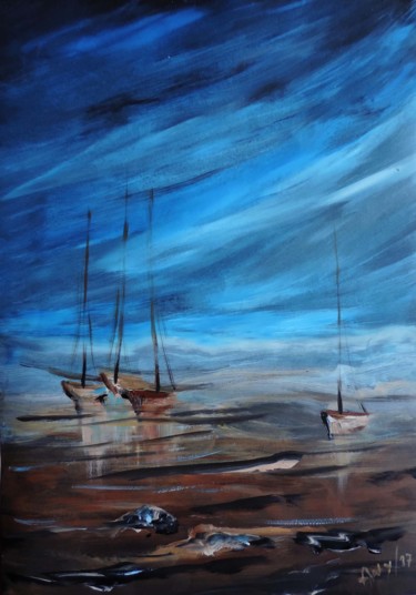 Pintura titulada "Marea baja" por Ana María Real, Obra de arte original