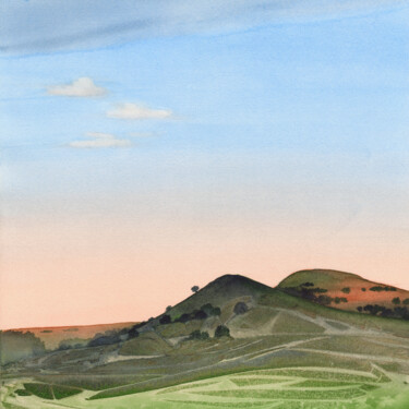 Painting titled "Warm hills" by Ana Maria Cosma, Original Artwork, Watercolor