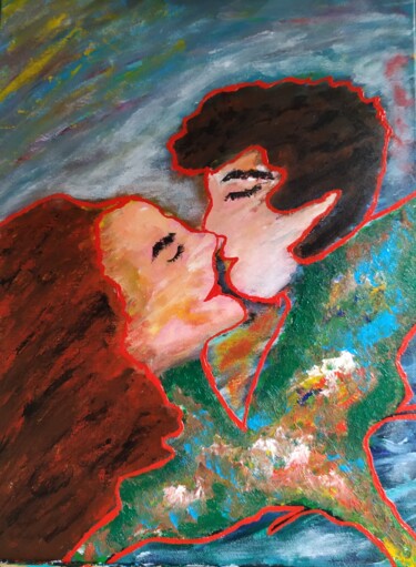 Painting titled "Love" by Ana Maria Guta, Original Artwork, Acrylic Mounted on Wood Stretcher frame