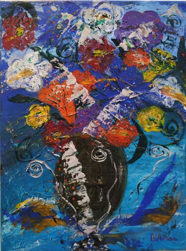 Картина под названием "Trinity flowers" - Ana Maria Guta, Подлинное произведение искусства, Акрил Установлен на Деревянная р…
