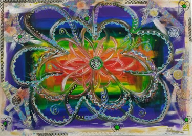 Painting titled "living mandala" by Ana Maria Guta, Original Artwork, Acrylic Mounted on Wood Stretcher frame