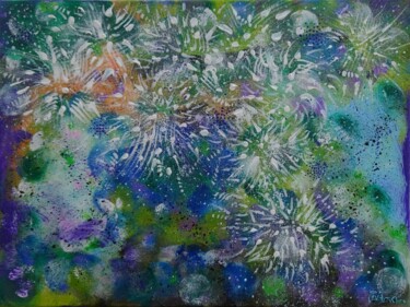 Painting titled "fireworks inside" by Ana Maria Guta, Original Artwork, Acrylic Mounted on Wood Stretcher frame