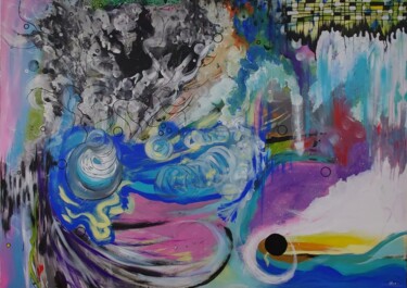 绘画 标题为“swimming among thou…” 由Ana Maria Guta, 原创艺术品, 丙烯 安装在木质担架架上