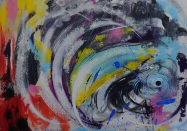 Painting titled "the heart vortex" by Ana Maria Guta, Original Artwork, Acrylic Mounted on Wood Stretcher frame