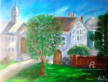 Painting titled "La grande batisse" by Ana Maria Rodriguez (AnaRz), Original Artwork, Oil