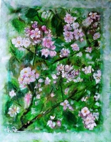 Peinture intitulée "Branches de cerisie…" par Ana Maria Rodriguez (AnaRz), Œuvre d'art originale, Acrylique