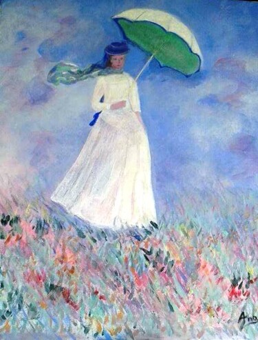 Painting titled "La femme a l'ombrel…" by Ana Maria Rodriguez (AnaRz), Original Artwork, Acrylic