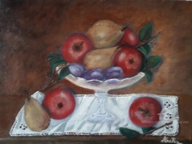 Painting titled "Fruits en septembre" by Ana Maria Rodriguez (AnaRz), Original Artwork, Oil