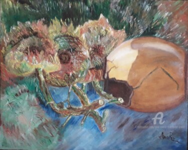 Peinture intitulée "Les tournesols se f…" par Ana Maria Rodriguez (AnaRz), Œuvre d'art originale, Huile