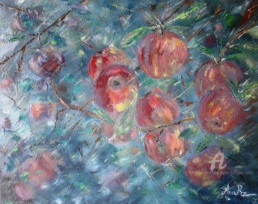 Painting titled "Pommier sous le vent" by Ana Maria Rodriguez (AnaRz), Original Artwork, Oil