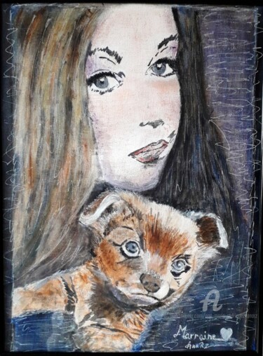 Malerei mit dem Titel "Alexandra et Balou" von Ana Maria Rodriguez (AnaRz), Original-Kunstwerk, Öl