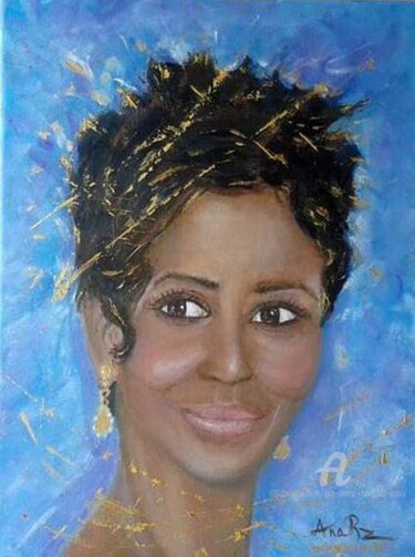 Painting titled "Halle Berry" by Ana Maria Rodriguez (AnaRz), Original Artwork, Oil