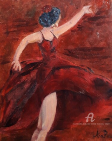 Painting titled "Danseuse flamenco 2" by Ana Maria Rodriguez (AnaRz), Original Artwork, Oil
