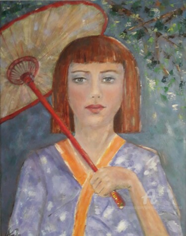 Malerei mit dem Titel "Sous l'ombrelle" von Ana Maria Rodriguez (AnaRz), Original-Kunstwerk, Öl