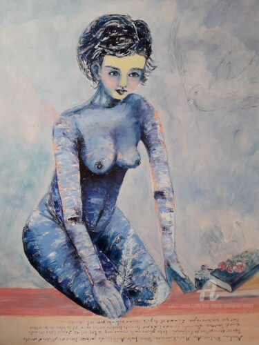 Pintura intitulada "La poétesse" por Ana Maria Rodriguez (AnaRz), Obras de arte originais, Óleo