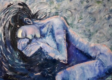 Painting titled "Plongée dans mes so…" by Ana Maria Rodriguez (AnaRz), Original Artwork, Oil