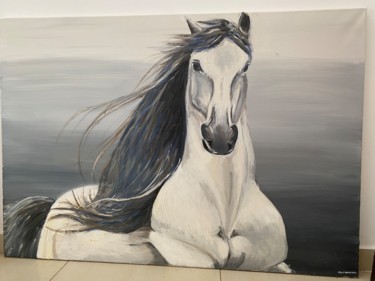 Painting titled "Horse Oil/canvas 10…" by Ana-Maria Roman, Original Artwork, Oil Mounted on Wood Panel