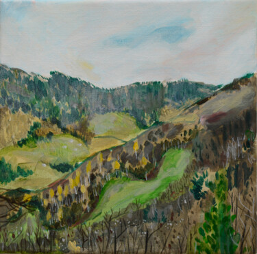 Peinture intitulée "Landscape 1 - Hills…" par Ana Marković, Œuvre d'art originale, Acrylique