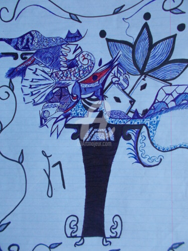 Drawing titled "Shattered dream" by Ana Mishka, Original Artwork, Ballpoint pen