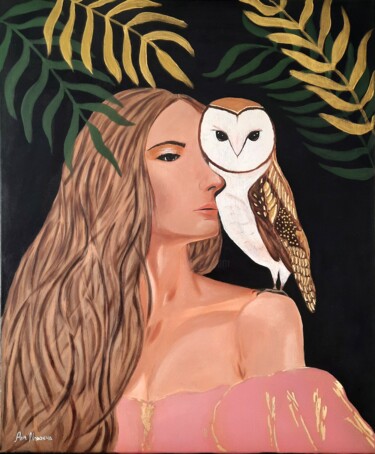 Painting titled "THE SILENT OBSERVER" by Ana Noronha, Original Artwork, Acrylic Mounted on Wood Stretcher frame
