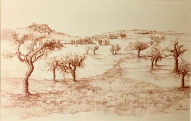 Desenho intitulada "Alentejo" por Ana Lima, Obras de arte originais, Tinta Montado em Outro painel rígido