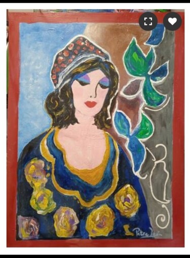 Painting titled "DAMISELA" by Ana Petra León, Original Artwork, Acrylic Mounted on Wood Stretcher frame