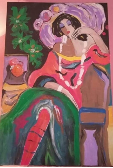 Картина под названием "LA ESPERA" - Ana Petra León, Подлинное произведение искусства, Акрил Установлен на Деревянная рама дл…