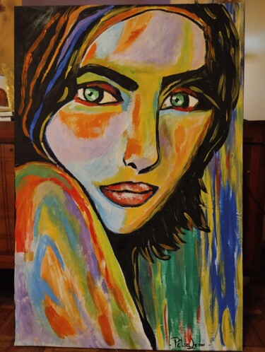 Painting titled "AGRADECIDO" by Ana Petra León, Original Artwork, Acrylic Mounted on Wood Stretcher frame