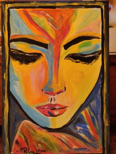 Painting titled "UNA SOLA FIESTA" by Ana Petra León, Original Artwork, Acrylic Mounted on Wood Stretcher frame