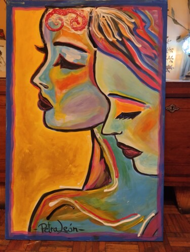 Painting titled "UNA LUZ" by Ana Petra León, Original Artwork, Acrylic Mounted on Wood Stretcher frame